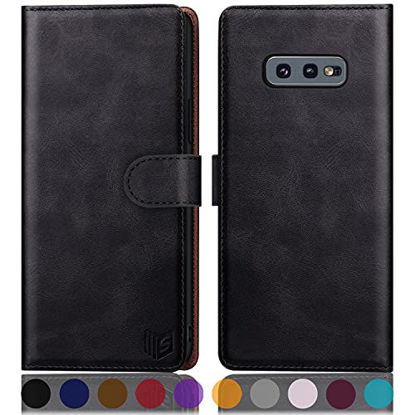 Picture of SUANPOT for Samsung Galaxy S10e 5.8"(Non S10 6.2") with RFID Blocking Leather Wallet case Credit Card Holder,Flip Folio Book Phone case Shockproof Cover Women Men for Samsung S10e case Wallet Black