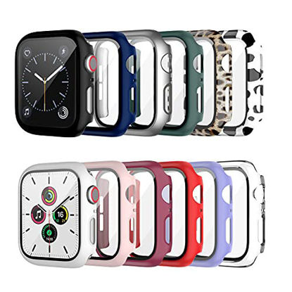 Picture of 12 Pack Case with Tempered Glass Screen Protector for Apple Watch 38mm Series 3/2/1, Cuteey Full Mate Leopord Cow Pattern PC Cover for Iwatch 38mm Accessories (12 Colors, 38mm)