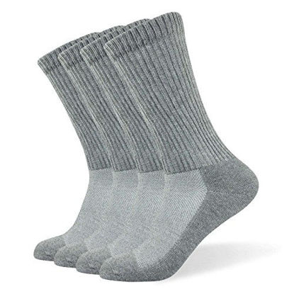 Picture of Well Knitting Diabetic Socks for Men & Women, Coolmax Medical Circulation Crew Mid Calf Socks with Seamless Toe, Non-Binding Top, and Padded Sole, 4 Pairs(XL,Grey)