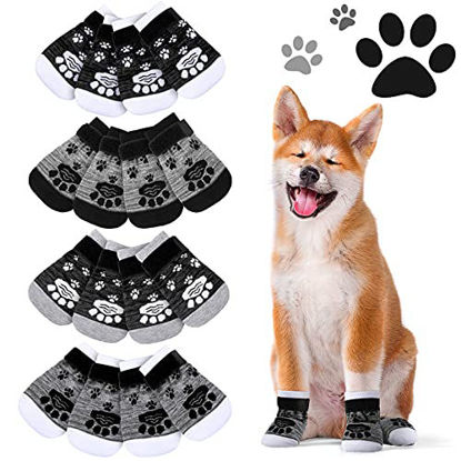 Picture of 16 Pieces Dog Socks for Small Medium Dogs Dog Indoor Socks Anti Slip Dog Socks Dog Socks with Grips for Hardwood Floors Indoor (Small)