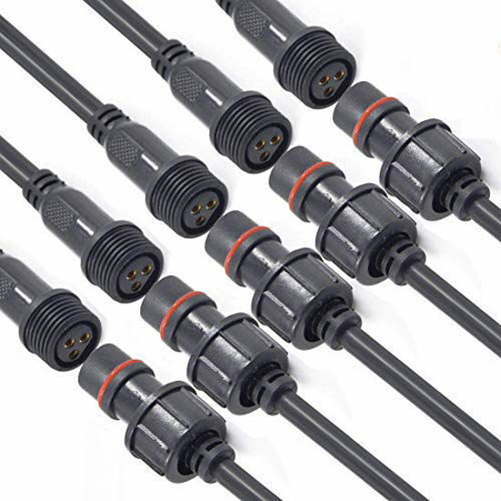 GetUSCart- YETOR Waterproof Connector 3wire, 16AWG Male Female Plug LED