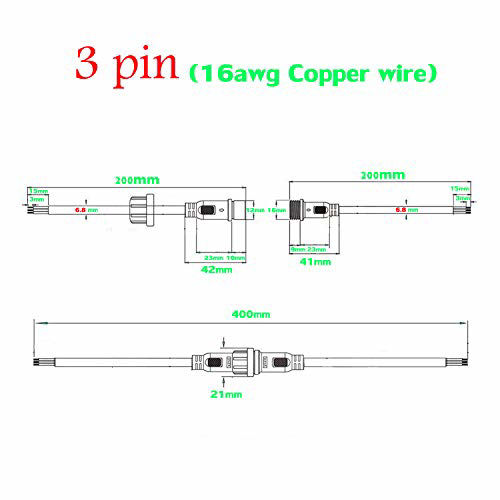 GetUSCart- YETOR Waterproof Connector 3wire, 16AWG Male Female Plug LED ...