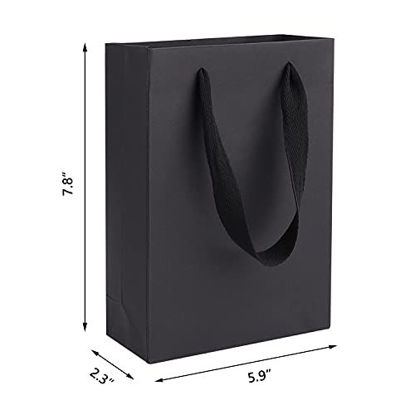 Picture of Kraft Bags with Handles, EUSOAR 20pcs 5.9" x 2.3" x 7.8" Black Kraft Paper Bags with Handles Bulk, Lunch Bag, Party Bags, Handle Bags, Wedding Bags