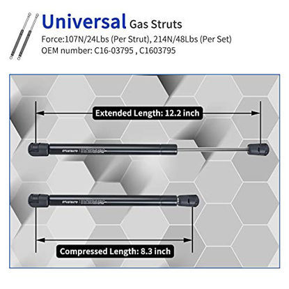 Picture of OTUAYAUTO 12 inch Gas Struts - 107N/24Lbs Universal Lift Support C1603795 - Gas Shocks for Tool Box Shock, Truck Cap Strut, Hydraulic Door Hinge, Cabinet Gas Strut, RV Door Strut