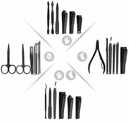 Picture of Manicure Set, ESARORA 20 In 1 Stainless Steel Professional Pedicure Kit Nail Scissors Grooming Kit with Zipper Case