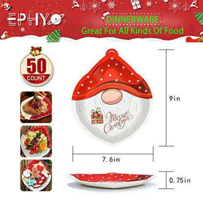 Picture of 50 Count Christmas Paper Plates Gnome Disposable Dinner Party Plates Oval Holiday Dinnerware for Dessert Salad Appetizer Cookies
