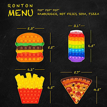 Picture of Pop Its Fidget Toys Pack 4 - Stress Relief Food Pop Its Poppers Fidget Poppet Toy - Autism Learning French Fry Pizza Hamburger Popits Push Pop Bubble Popping Sensory Toy for Kids