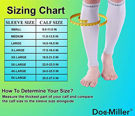 GetUSCart- Doc Miller Calf Compression Sleeve - 1 Pair 20-30 mmHg Strong  Calf Support Socks Graduated Pressure for Maternity Recovery Shin Splints Varicose  Veins for Men & Women (Gray, X-Large)