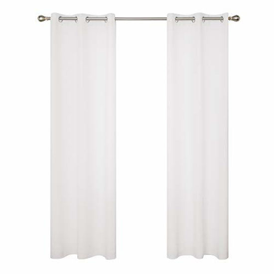 Picture of Deconovo White Curtains for Small Windows, Sun Light Reducing Curtain Drapes for Home Office, 2 Panels, 42x45 Inch, Pure White