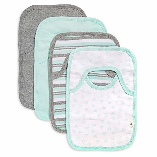 Picture of Burt's Bees Baby - Bibs, 4-Pack Lap-Shoulder Drool Cloths, 100% Organic Cotton with Absorbent Terry Towel Backing (Seaglass Green)