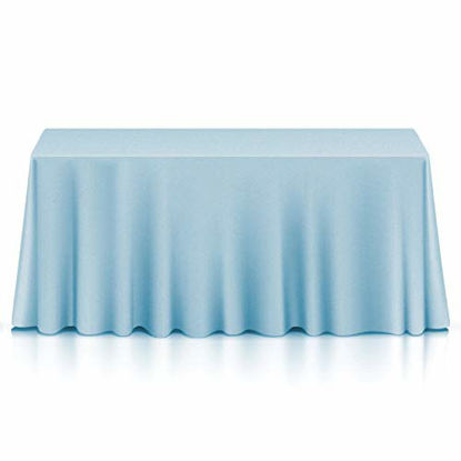 Picture of Lann's Linens - 90" x 156" Premium Tablecloth for Wedding / Banquet / Restaurant - Rectangular Polyester Fabric Table Cloth - Baby Blue
