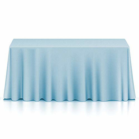 Picture of Lann's Linens - 90" x 156" Premium Tablecloth for Wedding / Banquet / Restaurant - Rectangular Polyester Fabric Table Cloth - Baby Blue