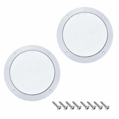 Picture of uxcell 2pcs 6.5" Speaker Grill Mesh Decorative Circle Woofer Guard Protector Cover Audio Accessories White