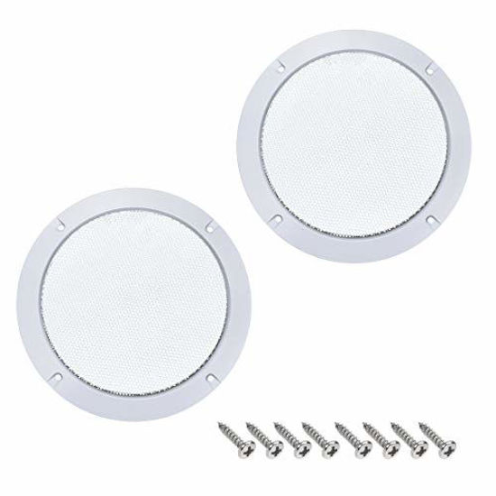 Picture of uxcell 2pcs 6.5" Speaker Grill Mesh Decorative Circle Woofer Guard Protector Cover Audio Accessories White