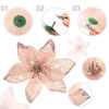 Picture of 24 Pieces 3 Size Christmas Glitter Poinsettia Flowers Wedding Faux Flowers Christmas Decoration Ornaments for Christmas Tree New Year Home Outdoor Decoration (Rose Gold,3.2/4/6 Inches)