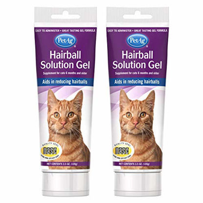 Picture of PetAg Hairball Solution Gel Supplement for Cats - Hairball Remedy for Cats - 3.5 oz - 2 Pack