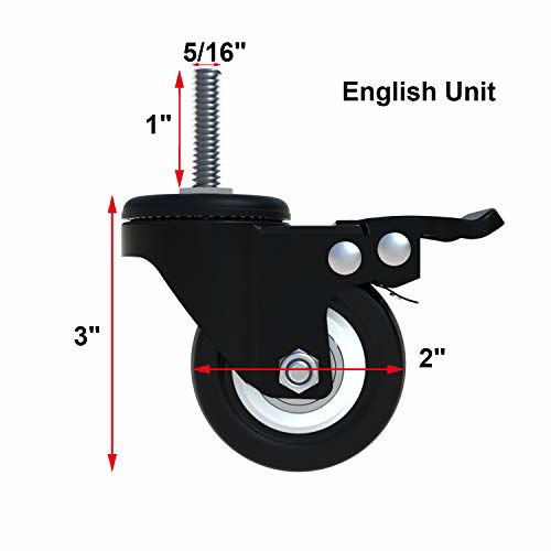 AAGUT 4 Inch Caster Replaceent Swivel Ste 7/16"x 1-3/8" TPR Rubber - View #8