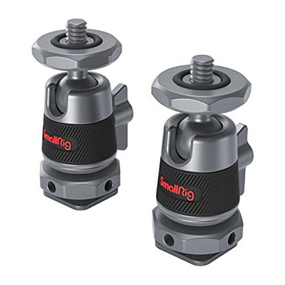Picture of SmallRig Mini Ball Head with Removable Cold Shoe Mount2 Pack, 360° Panning Ball Head for Camera/Microphone/Video Monitor/LED Video Light 2948