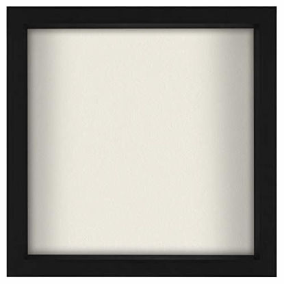 Picture of Americanflat 11x11 Shadow Box Frame in Black with Soft Linen Back - Composite Wood with Polished Glass for Wall and Tabletop