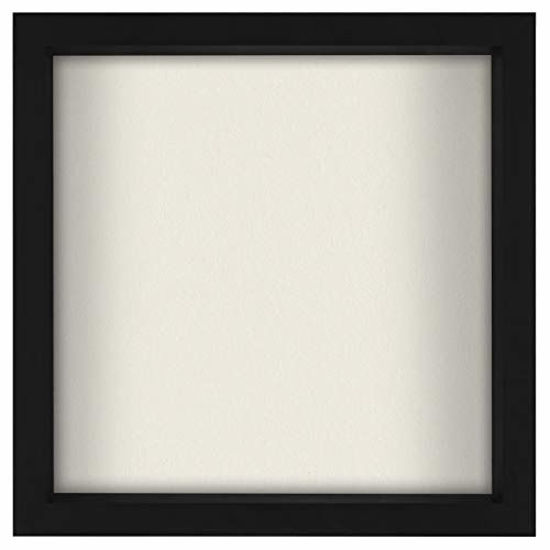 Picture of Americanflat 11x11 Shadow Box Frame in Black with Soft Linen Back - Composite Wood with Polished Glass for Wall and Tabletop