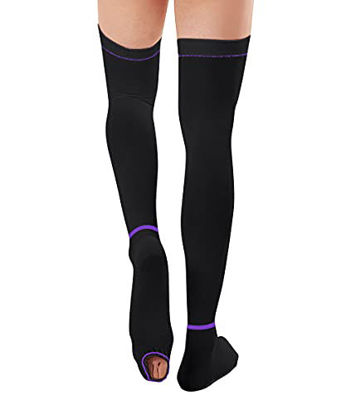 Picture of T.E.D. Anti Embolism Stockings for Women Men Thigh High, 15-20 mmHg Compression TED Hose with Inspect Toe Hole