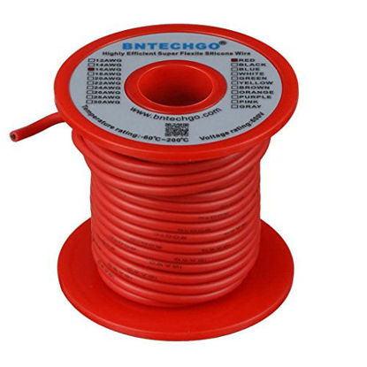 Picture of BNTECHGO 16 Gauge Silicone wire spool 50 ft Red Flexible 16 AWG Stranded Tinned Copper Wire
