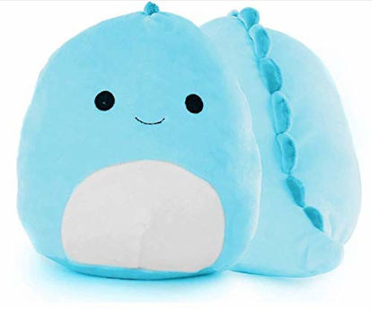 Picture of 1 Pcs Cute Plush Toys?3D Cute Dinosaur Stuffed Toy? 8 Inch Cotton Plushies Doll Soft Lumbar Back Cushion Pillow?for Car Home Decoration.?Blue?