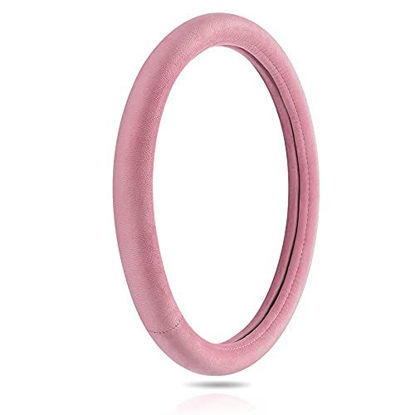 Picture of OTOSTAR Soft Velvet Steering Wheel Cover, Universal Luxury Steering Wheel Protector Car Interior Accessories 15 inch (Pink)