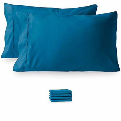 Picture of Bare Home Microfiber Bulk Pillow Cases - King Set of 4 - Cooling Pillowcases - Double Brushed - Medium Blue Pillowcases 4 Pack - Easy Care (King - 4 Pack, Medium Blue)