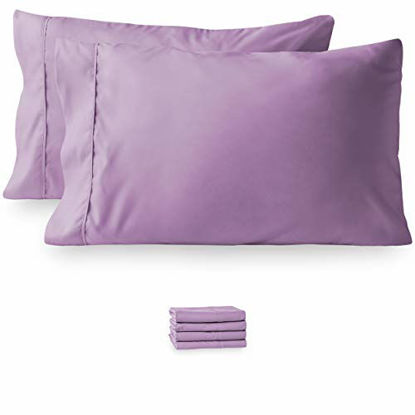 Picture of Bare Home Microfiber Bulk Pillow Cases - King Set of 4 - Cooling Pillowcases - Double Brushed - Lavender Pillowcases 4 Pack - Easy Care (King - 4 Pack, Lavender)
