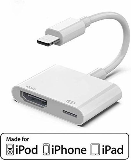 GetUSCart- Lighting to HDMI,Lighting Digital AV Adapter,1080P HDMI Video AV  Cable, HDMI Sync Screen Connector Conversion Compatible with iPhone 11/11  Pro/XS/XR/X/8 7,iPad and iPod, Support iOS 12/13-White