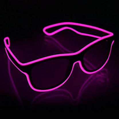 Picture of YouRfocus Light Up Rave Glasses Wireless LED Glasses for Halloween Christmas Party EDM Flashing and Blinking (Pink)