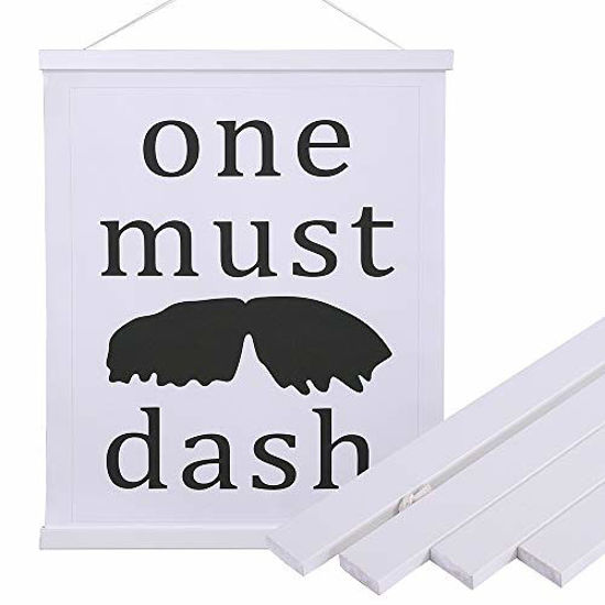 Picture of Artmag Magneitc Poster Hanger Frame, 21x29 21x18 21x15 Light Wood Wooden Magnet Canvas Artwork Print Dowel Poster Hangers Frames Hanging Kit (White, 21")