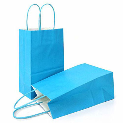 Picture of AZOWA Gift Bags Small Kraft Paper Bags with Handles (4 x 2.4 x 6 in, White Color, 50 Pcs)