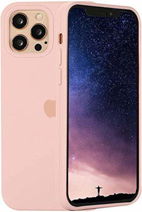 Picture of Silicone Case Compatible for iPhone 12 Pro Max 6.7 Inch, Soft Silicone Gel Rubber Slim Soft Full Body Protection Bumper Cute Cases for Women and Girls - Pink Sand