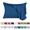 Picture of Mulberry Silk Pillowcase for Hair and Skin,Cooling Silk Pillow case with Hidden Zipper,Allergen Proof Dual Sides Soft Breathable Smooth Both Sided Silk Pillow Cover. (Gem Blue,20"x 26")
