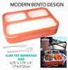 Picture of Bento Box For Adults Kids Women | Lunch Boxes with 3 Compartments |Portion Control Food Snack Container For Big Kids Teens, Work, School | Leakproof Divided Containers | Coral - Orange