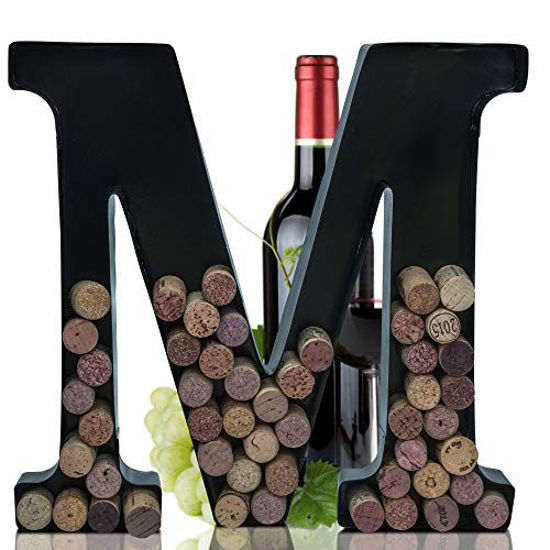 Picture of Metal Letter Wine Cork Keepsake Saver & Holder Monogram w/Free Wall Mount Kit A-Z, (M)