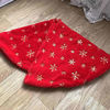 Picture of DegGod Plush Christmas Tree Skirts, 36 inches Luxury Red Faux Fur Xmas Tree Base Cover Mat with Gold Snowflakes for Xmas New Year Home Party Decorations (Red + Gold, 36 inches)