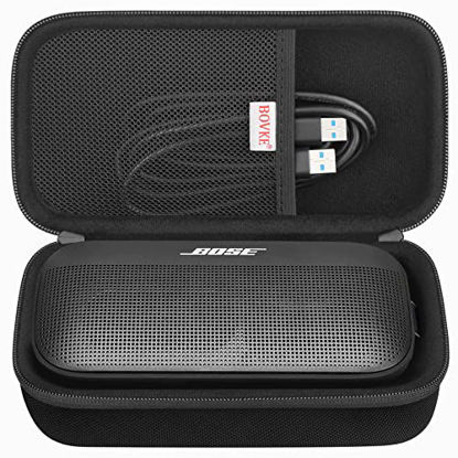 Picture of BOVKE Carrying Speaker Case for Bose SoundLink Flex Bluetooth Portable Wireless Speaker, Extra Mesh Pockets for Bose Flex Charging Cable, Black
