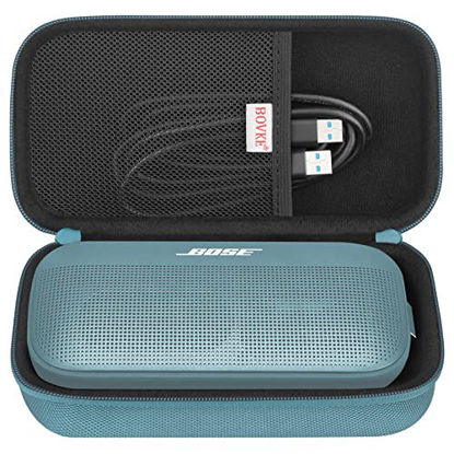 Picture of BOVKE Carrying Speaker Case for Bose SoundLink Flex Bluetooth Portable Wireless Speaker, Extra Mesh Pockets for Bose Flex Charging Cable, Stone Blue