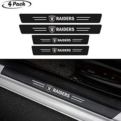Picture of yuxiang 4PCS Advanced Threshold Protection Sticker Reflective Carbon Fiber Vinyl Sticker Decorative Door Entry Guard Door Threshold Scratch Pad Film for Raider