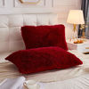 Picture of LIFEREVO 2 Pack Shaggy Plush Faux Fur Decorative Throw Pillow Cover Velvety Soft Cushion Case (Burgundy, Standard Queen)