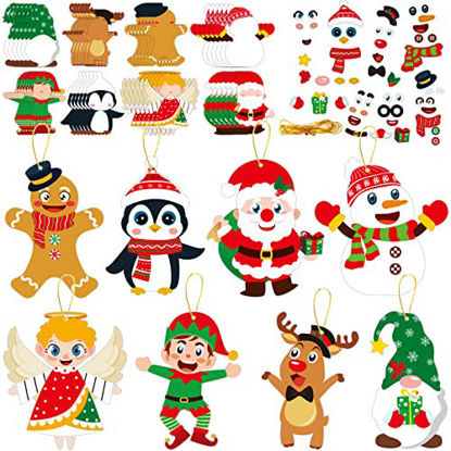 Picture of 48 Pcs Christmas Craft Kits for Kids Christmas DIY Sticker Game Craft Ornament Holiday Santa Snowman Reindeer Elf Art Craft for Party Home Class Activities