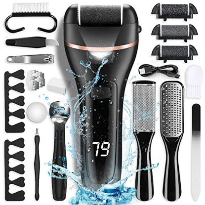 Picture of Electric Callus Remover for Feet with Rechargeable Waterproof 22 in 1 Professional Pedicure Kit,Foot Care Tools Wet & Dry Foot File For Dead Skin&Cracked Heel or Rough Hand With 3 Roller Heads 2 Speed