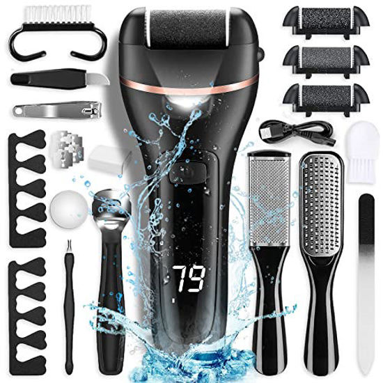 Picture of Electric Callus Remover for Feet with Rechargeable Waterproof 22 in 1 Professional Pedicure Kit,Foot Care Tools Wet & Dry Foot File For Dead Skin&Cracked Heel or Rough Hand With 3 Roller Heads 2 Speed