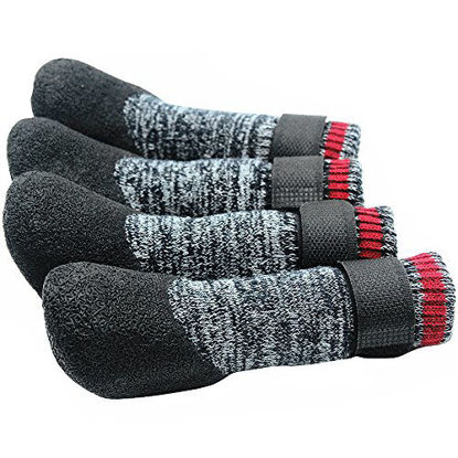 Picture of Mihachi Dog Socks Rubber Sole Paw Protectors with Velcro Straps Traction Control Anti-Slip Waterproof Boots Winter Paw Protectors