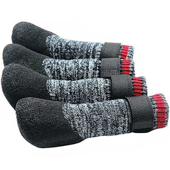 Picture of Mihachi Dog Socks Rubber Sole Paw Protectors with Velcro Straps Traction Control Anti-Slip Waterproof Boots Winter Paw Protectors