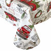 Picture of Newbridge Farm Fresh Vintage Look Christmas Tree Holiday Print Vinyl Flannel Backed Tablecloth, Nostalgic Retro Christmas Easy Care Wipe Clean Tablecloth, 52 Inch x 52 Inch Square