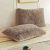 Picture of LIFEREVO 2 Pack Shaggy Plush Faux Fur Decorative Throw Pillow Cover Velvety Soft Cushion Case (Khaki, 20"x26")